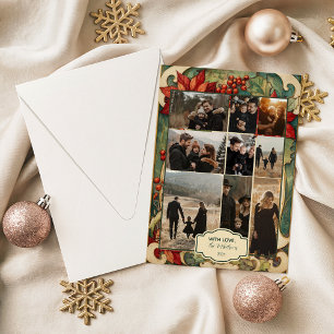Cartes Pour Fêtes Annuelles Photo Poinsettia Noël Vintage