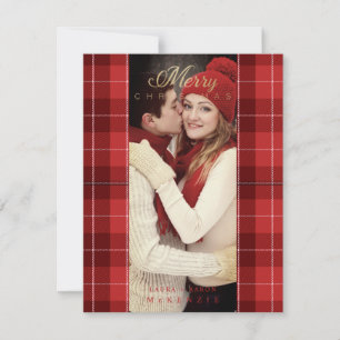 Cartes Pour Fêtes Annuelles Photo Premier Noël Tartan Rouge à Carreaux