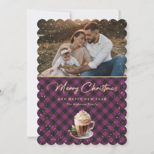 Cartes Pour Fêtes Annuelles Photo Purple Gold Chocolat chaud Joyeux Noël