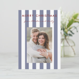 Cartes Pour Fêtes Annuelles Photo rayé bleu clair minimaliste élégant