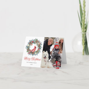 Cartes Pour Fêtes Annuelles PHOTO Red Cardinal Wreath Christmas