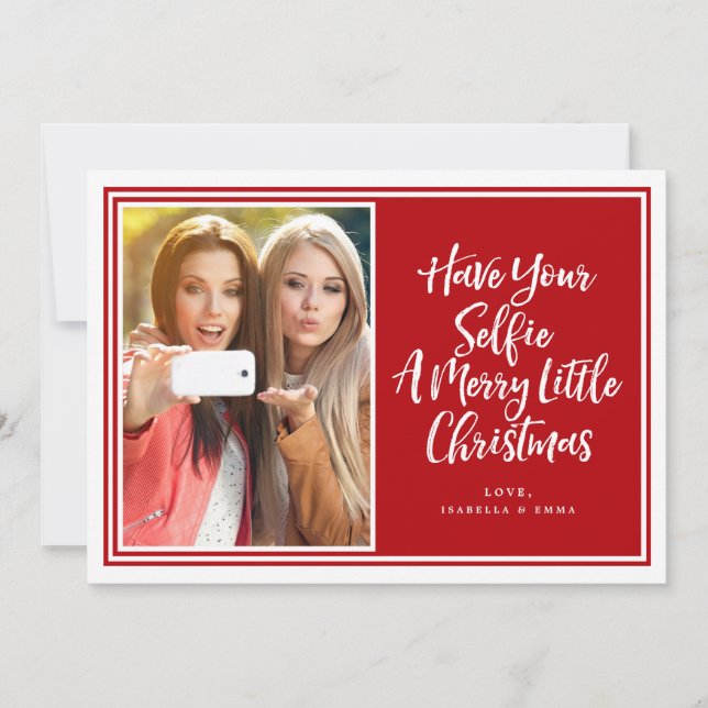 Cartes Pour Fêtes Annuelles Photo Red Framed Selfie Holiday (Devant)