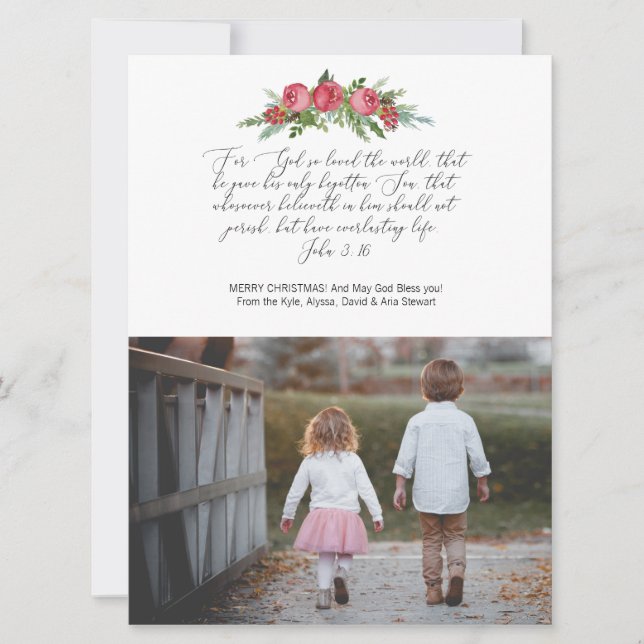 Cartes Pour Fêtes Annuelles Photo Religous Christian Card John 3:16 (Devant)