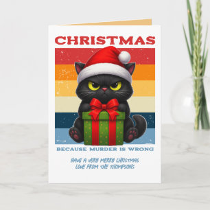 Cartes Pour Fêtes Annuelles Photo rétro de Noël de chat drôle vintage au coin