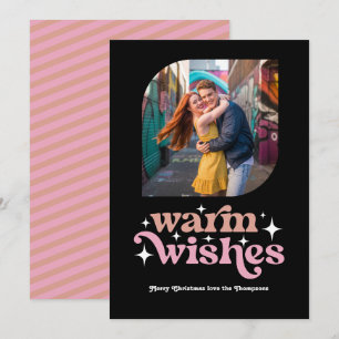 Cartes Pour Fêtes Annuelles Photo rétro de Noël Rose Gold et Blush Pink
