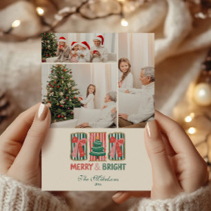 Cartes Pour Fêtes Annuelles Photo Rétro Joyeux Noël Lumineux