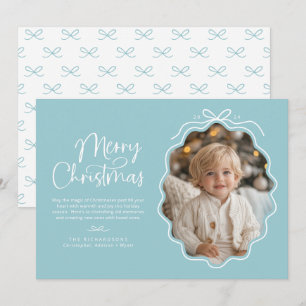 Cartes Pour Fêtes Annuelles Photo Rétro Ondulée Blanc Bleu Pastel