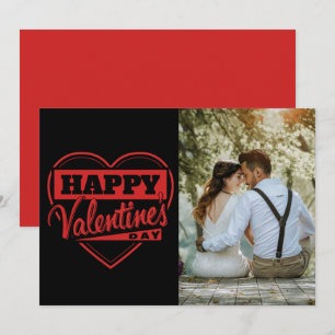 Cartes Pour Fêtes Annuelles Photo rétro rouge et noir Joyeuse Saint-Valentin