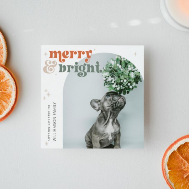 Cartes Pour Fêtes Annuelles Photo Retro Super Arch (Retro Arch Photo Square Holiday Card)