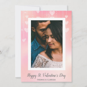 Cartes Pour Fêtes Annuelles Photo romantique Cœur rose Joyeuse Saint-Valentin