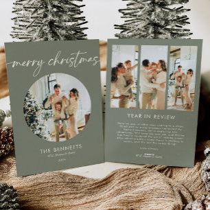 Cartes Pour Fêtes Annuelles Photo ronde moderne année en revue Joyeux Noël