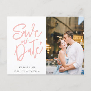 Cartes Pour Fêtes Annuelles Photo Rose moderne élégant Enregistrer la date Car