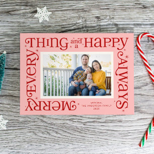 Cartes Pour Fêtes Annuelles Photo rose tout joyeux et toujours heureux