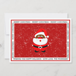 Cartes Pour Fêtes Annuelles Photo rouge de Noël du Père Noël africain-américai