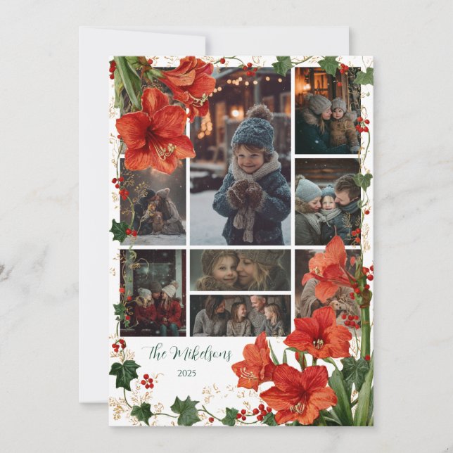 Cartes Pour Fêtes Annuelles Photo Russe Red Amaryllis Noël (Devant)