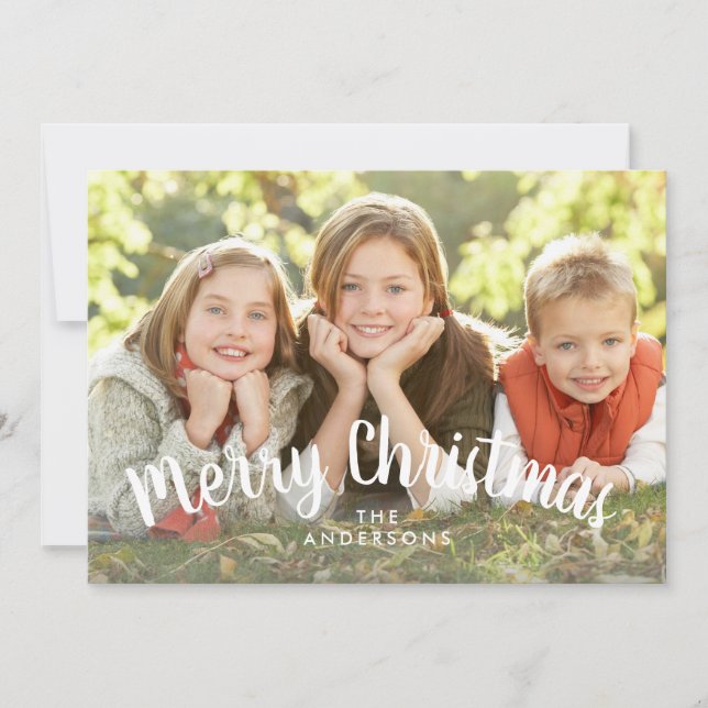 Cartes Pour Fêtes Annuelles Photo simple de vacances de manuscrit de Joyeux (Devant)