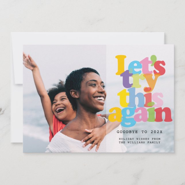 Cartes Pour Fêtes Annuelles Photo Simple Moderne Permet De Réessayer (Devant)
