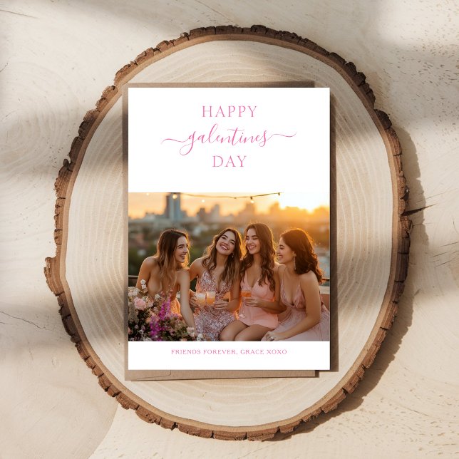Cartes Pour Fêtes Annuelles Photo simple Xoxo Girly Pink Happy Galentines Day (Créateur téléchargé)