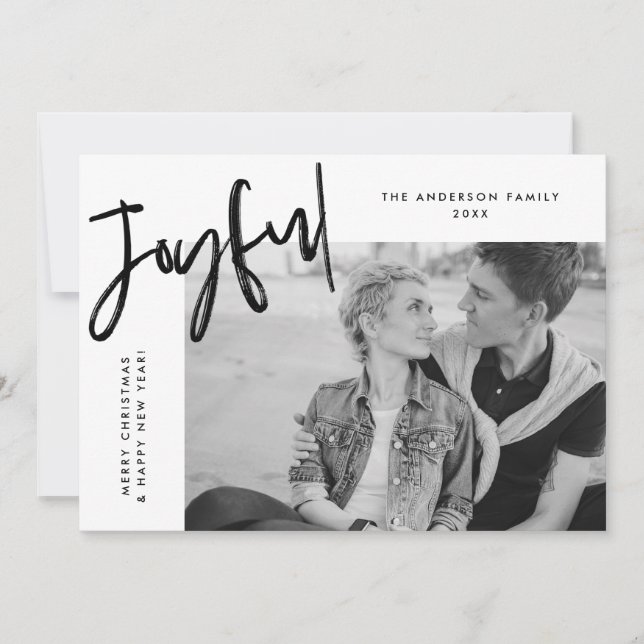 Cartes Pour Fêtes Annuelles Photo simplement joyeux en noir (Devant)