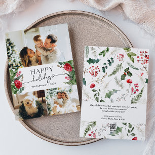 Cartes Pour Fêtes Annuelles Photo sur mesure de la botanique d'hiver moderne