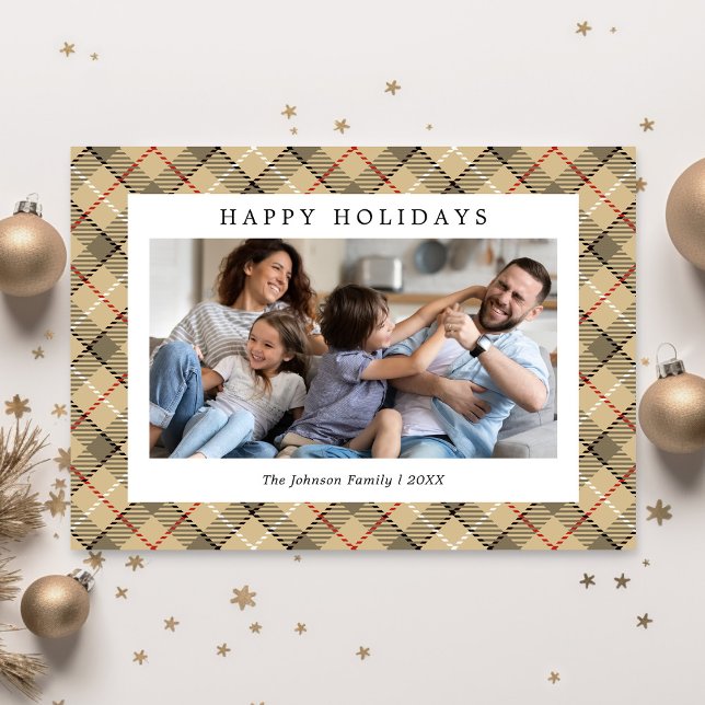 Cartes Pour Fêtes Annuelles Photo Tartan Plaid Noël (Créateur téléchargé)