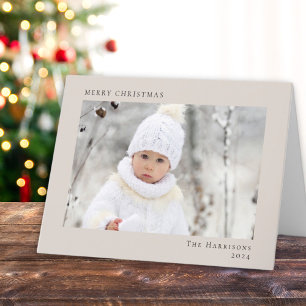 Cartes Pour Fêtes Annuelles Photo Taupe Moderne Minimaliste Joyeux Noël