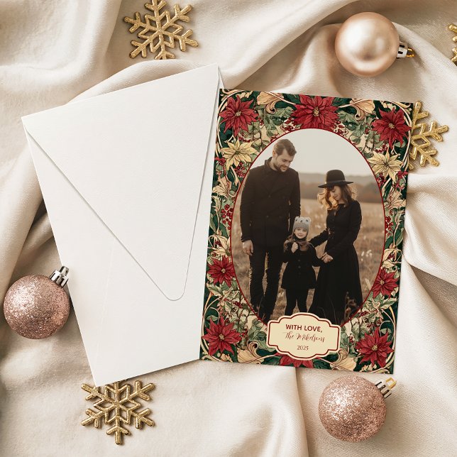 Cartes Pour Fêtes Annuelles Photo Timeless Poinsettia Holiday (Créateur téléchargé)