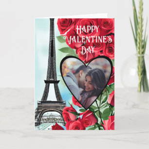 Cartes Pour Fêtes Annuelles Photo Tour Eiffel Roses rouges Saint Valentin