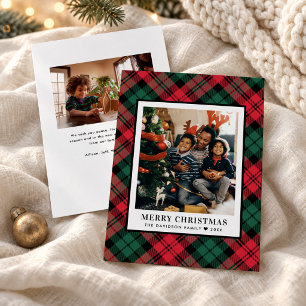 Cartes Pour Fêtes Annuelles Photo traditionnel de Noël avec tartan rouge vert