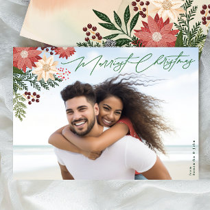 Cartes Pour Fêtes Annuelles Photo traditionnel de poinsettia pour un joyeux No