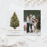 Cartes Pour Fêtes Annuelles Photo traditionnelle Arbre de Noël<br><div class="desc">Célébrez la saison avec cette carte postale photo de Noël élégante qui présente un aquarelle vintage décoré d'ornements et de rubans métalliques rouges et dorés. Idéal pour les fêtes classiques et traditionnelles. Customisez cette carte postale de Noël élégante avec votre photo préférée et votre message sincère.</div>