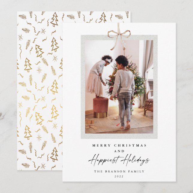 Cartes Pour Fêtes Annuelles Photo unique Joyeux Noël heureux (Devant / Derrière)