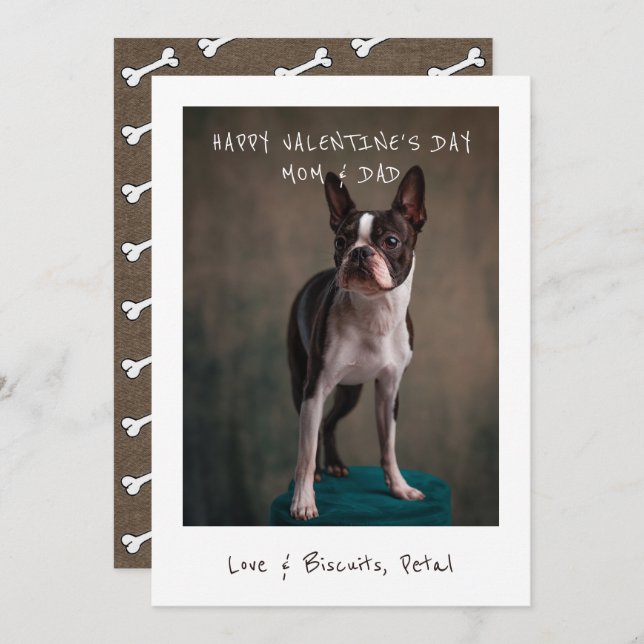 Cartes Pour Fêtes Annuelles Photo Valentine Pour Maman Et Papa De Chien (Devant / Derrière)