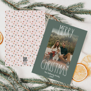 Cartes Pour Fêtes Annuelles Photo Verte Boho Polka Dot Christmas Photo Verte