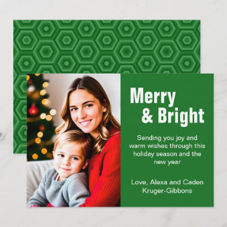 Cartes Pour Fêtes Annuelles Photo verte minimaliste "Joyeuse et brillante"