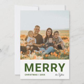 Cartes Pour Fêtes Annuelles Photo verte minimaliste moderne Joyeux Noël