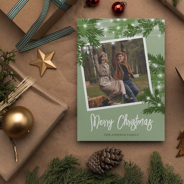 Cartes Pour Fêtes Annuelles Photo verte moderne - Folio de Noël (Créateur téléchargé)