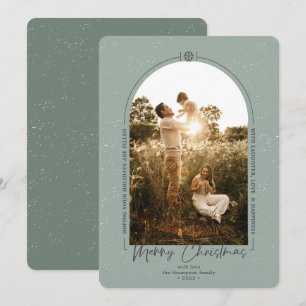 Cartes Pour Fêtes Annuelles Photo verte moderne Geometric Merry Christmas