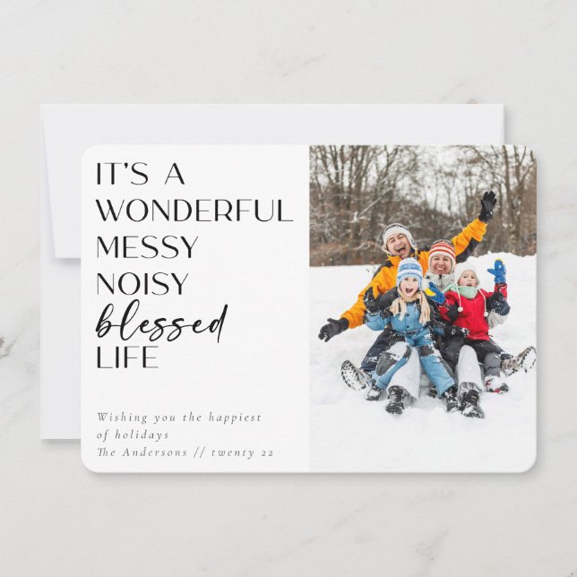 Cartes Pour Fêtes Annuelles Photo Vie Merveilleuse Bénie (Devant)