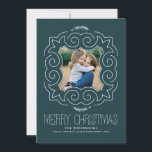 Cartes Pour Fêtes Annuelles Photo vintage de Joyeux Noël<br><div class="desc">Cartes de vœux de Noël élégantes et vintage en sarcelle.</div>