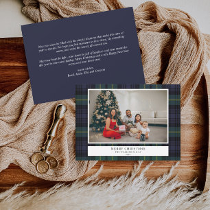 Cartes Pour Fêtes Annuelles Photo vintage Plaid Navy Noël