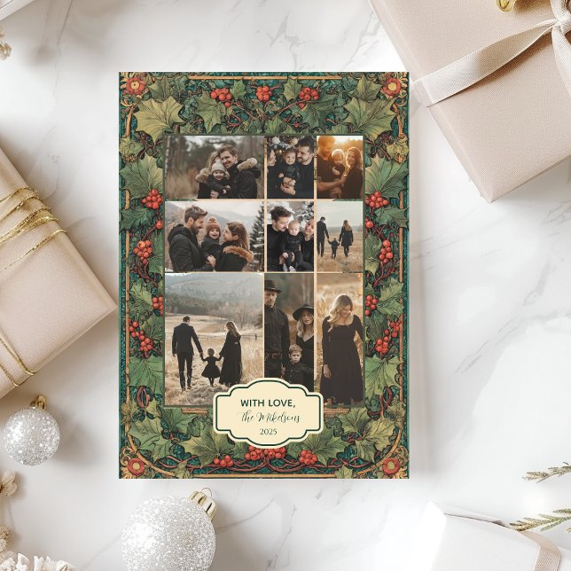 Cartes Pour Fêtes Annuelles Photo VRustic Holly Christmas Party (Créateur téléchargé)