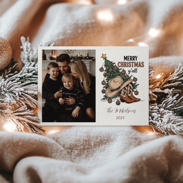 Cartes Pour Fêtes Annuelles Photo Western Merry Christmas Y’all (Créateur téléchargé)