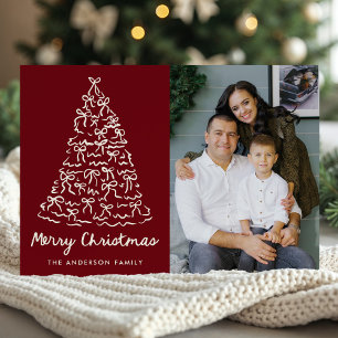 Cartes Pour Fêtes Annuelles Photo Whimsical Christmas Tree Bows Cranberry