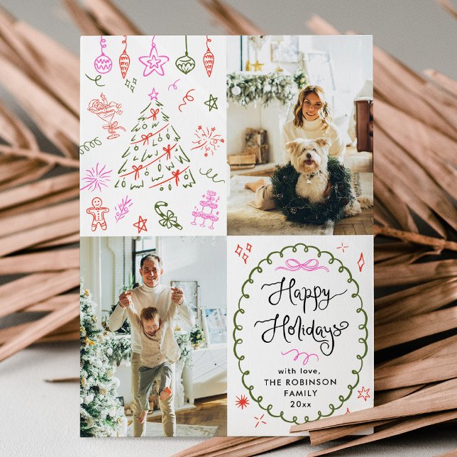 Cartes Pour Fêtes Annuelles Photo Whimsical Happy Holidays 2 (Créateur téléchargé)