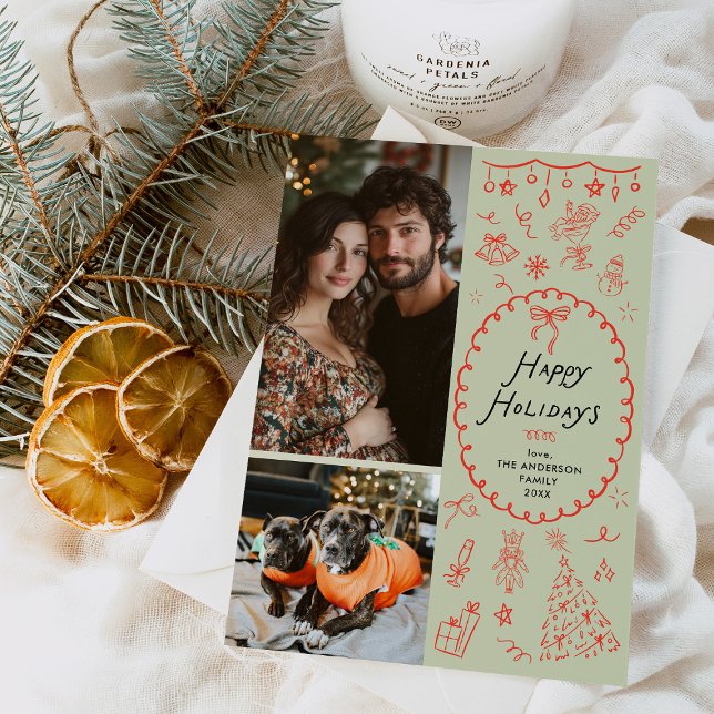 Cartes Pour Fêtes Annuelles Photo Whimsical Red Green Main Drake Icons 2 Photo (Créateur téléchargé)