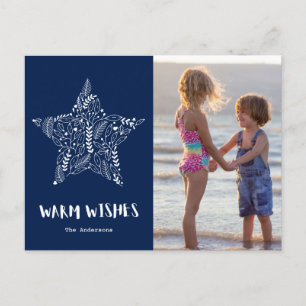Cartes Pour Fêtes Annuelles Photo Wishes Beach Navy Blue Family