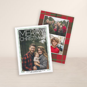 Cartes Pour Fêtes Annuelles Photo with MERRY CHRISTMAS Red Green Plaid