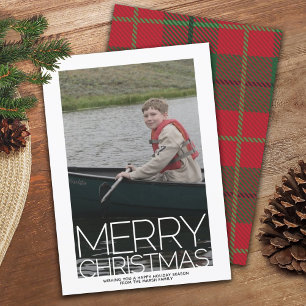 Cartes Pour Fêtes Annuelles Photo with MERRY CHRISTMAS Red Green Plaid