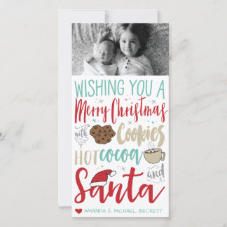 Cartes Pour Fêtes Annuelles Photocard de Noël - Père Noël, Cookies, Chocolat c